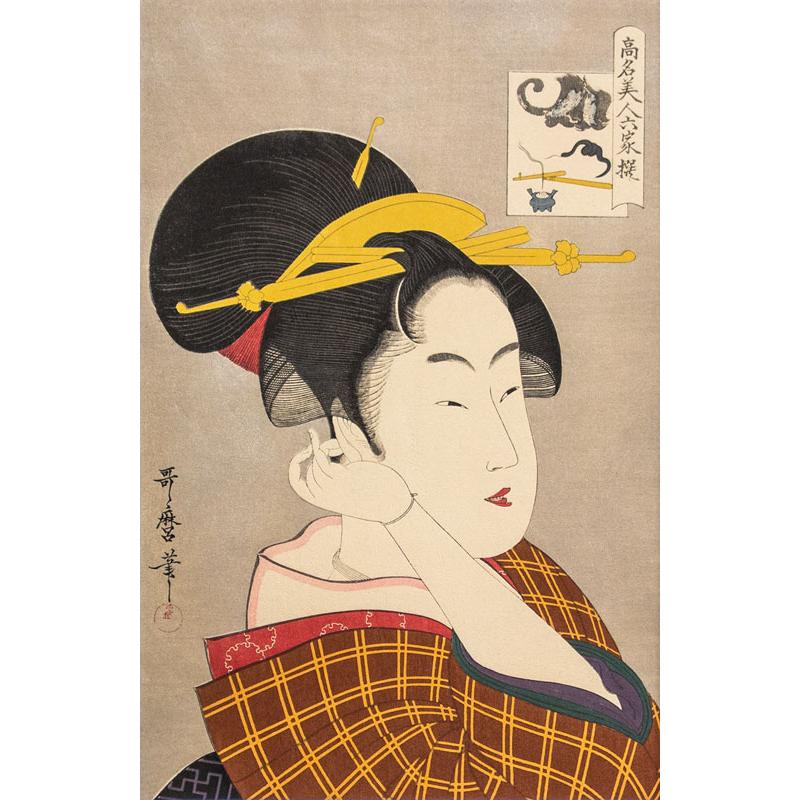喜多川歌麿 「 高名美人六家撰 辰巳路孝 」 京都版画院 品川版