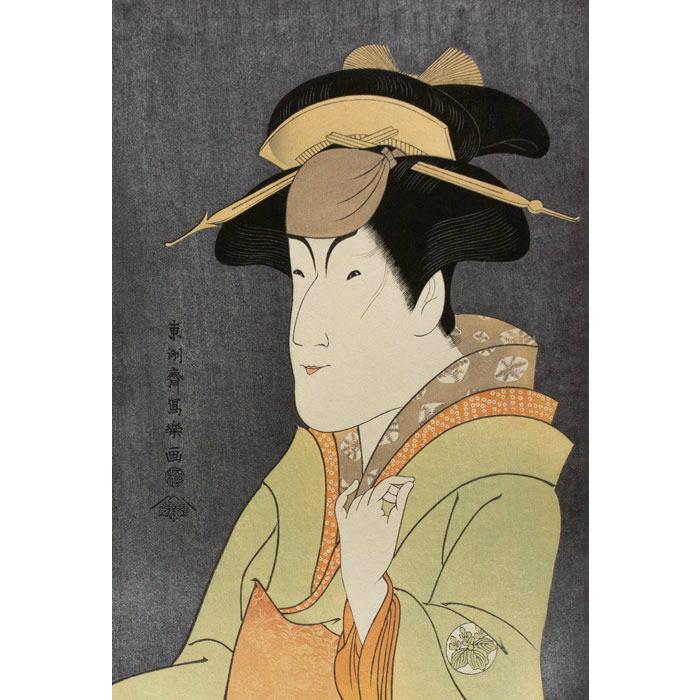 東洲斎写楽 撰「 中山富三郎の宮城野 」 大判 黒雲母摺 高級手摺 木