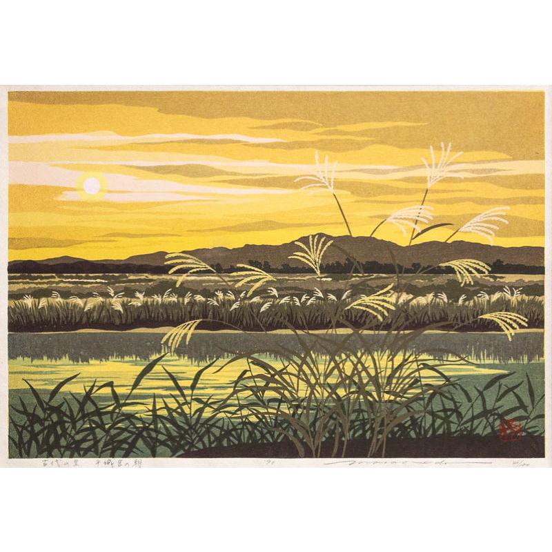 井堂雅夫 「 古代の里 平城宮の朝 」 木版画 版画 絵画 奈良 井堂雅夫 「 古代の里 平城宮の朝 」 木版画 版画 絵画 奈良