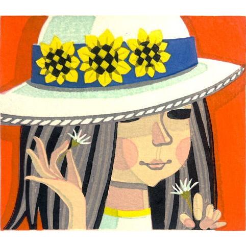 池田修三 「 青いリボンの帽子 」 木版画 版画 絵画 人物 女の子 池田修三 「 青いリボンの帽子 」 木版画 版画 絵画 人物 女の子