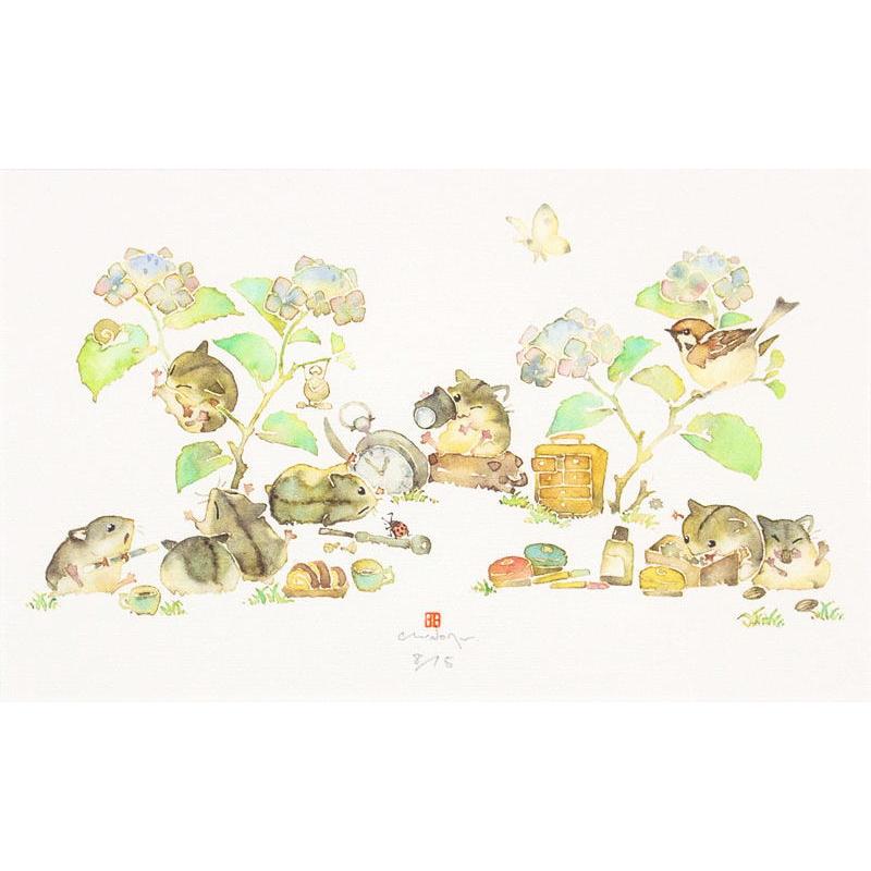 北田 稔 「 とけい屋さん 」 ジクレ版画 絵画 版画 動物