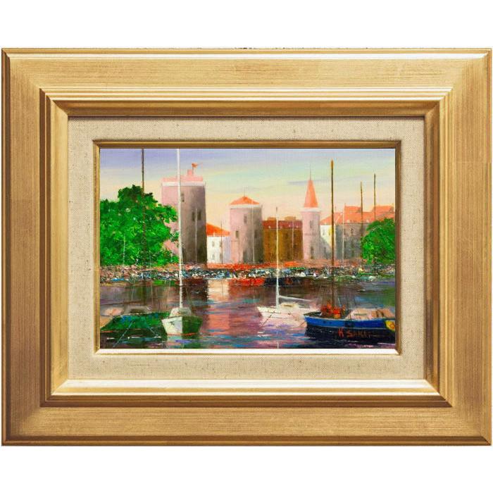 酒井健吉 『ラ・ロシェル港』 油絵・油彩画 SM(サムホール 酒井健吉 『ラ・ロシェル港』 油絵・油彩画 SM(サムホール