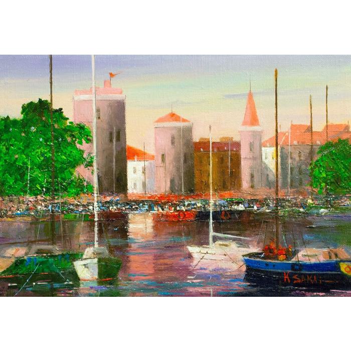 酒井健吉 『ラ・ロシェル港』 油絵・油彩画 SM(サムホール 酒井健吉 『ラ・ロシェル港』 油絵・油彩画 SM(サムホール