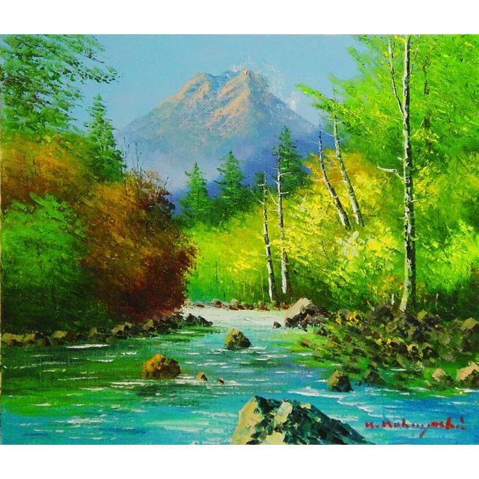 油絵 上高地大正池 中島晃次作 原画一点 油絵 上高地大正池 中島晃次作 原画一点 油絵 上高地大正池 中島
