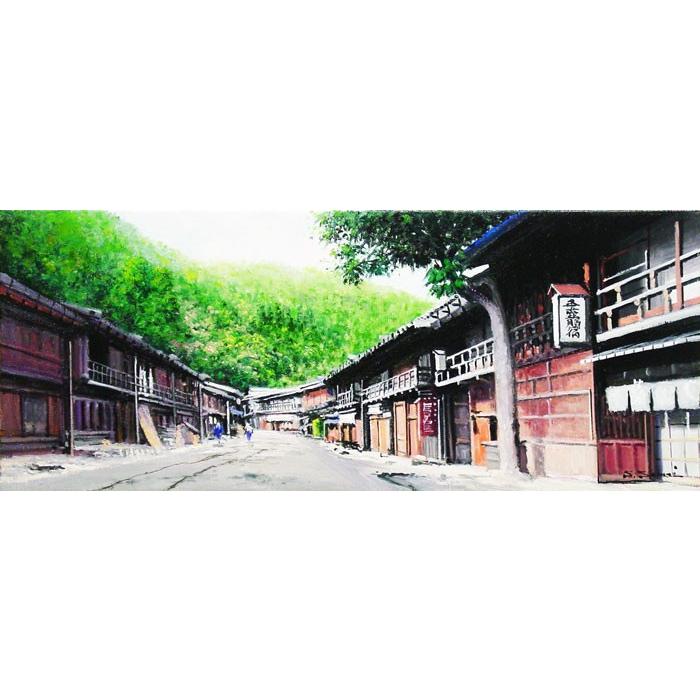 絵画　油絵　日本の原風景　妻籠　ミニ美 魅力の 絵画油絵日本の原風景妻籠ミニ美 絵画 - 絵画