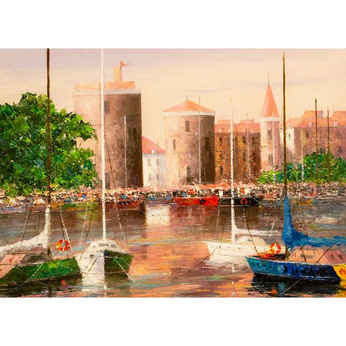 酒井健吉 「 ラ・ロシェル港 」 油絵 油彩画 F4 (4号) 絵画 洋画