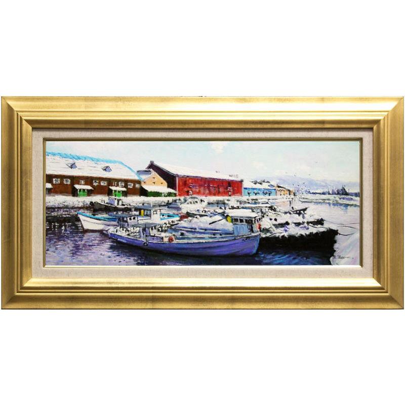 ★小樽運河・肉筆油彩画・F6キャンバス 肉筆油彩画 「小樽運河」 澤井 進 F6号 美術品 油絵 インテリア