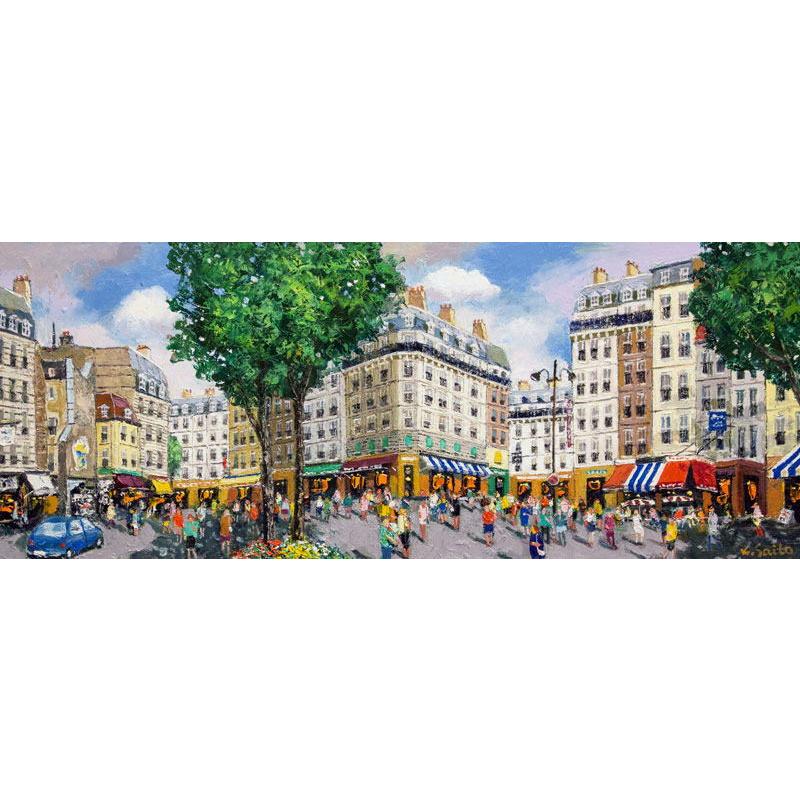 斉藤 要 「 パリの街角 」 油絵 油彩画 WF3 絵画 洋画 手描き 斉藤 要 「 パリの街角 」 油絵 油彩画 WF3 絵画 洋画 手描き