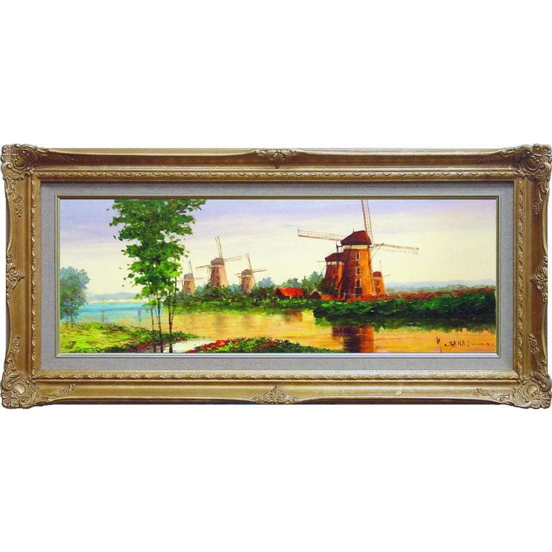 酒井健吉 『風車のある風景』 油絵・油彩画 WF4 : 内田画廊