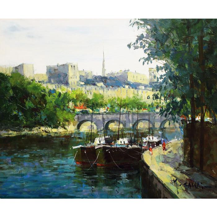 酒井健吉 『セーヌ川(パリ)』 油絵・油彩画 F8(8号) 絵画 酒井健吉 『セーヌ川(パリ)』 油絵・油彩画 F8(8号) 絵画