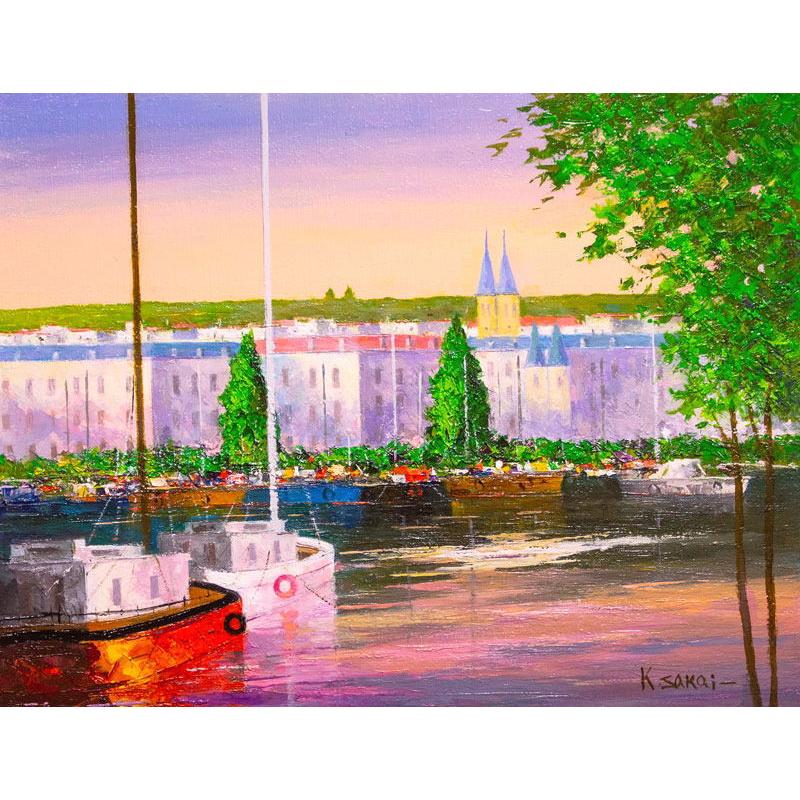 酒井健吉 「 スイス ルツェルン湖 」 油絵 ・ 油彩画 F6 ( 6号 酒井健吉 「 スイス ルツェルン湖 」 油絵 ・ 油彩画 F6 ( 6号