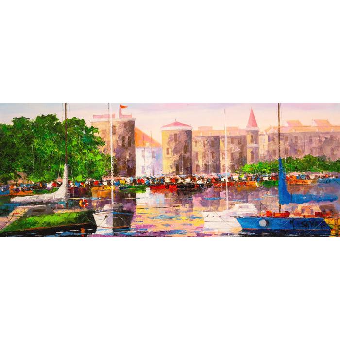 酒井健吉 『ラ・ロシェル港』 油絵・油彩画 WF3 絵画 外国の風景 酒井健吉 『ラ・ロシェル港』 油絵・油彩画 WF3 絵画 外国の風景