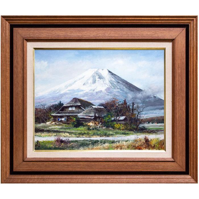 額縁付き日本田舎風景画 大きな油絵|油彩画 額縁付き日本田舎風景画 大きな油絵|油彩画