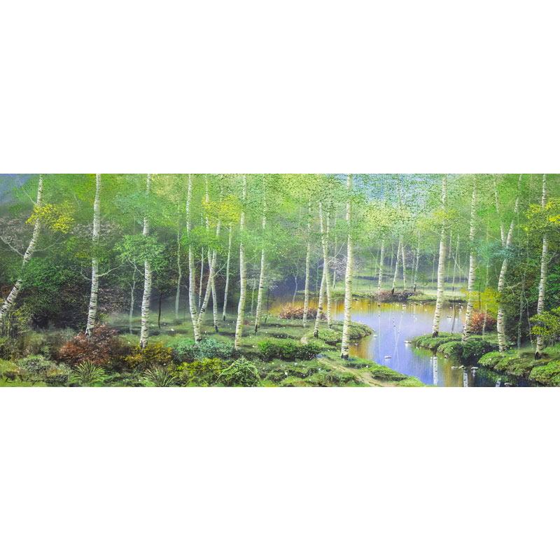 早瀬 遼 「 白樺林 」 油絵 ・ 油彩画 WF6 絵画 洋画 肉筆 早瀬 遼 「 白樺林 」 油絵 ・ 油彩画 WF6 絵画 洋画 肉筆