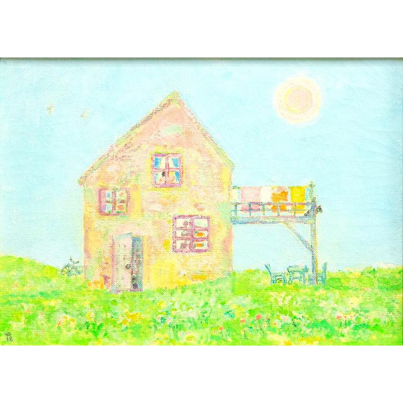 小林研三「 野バラの家 」 油絵 ・ 油彩画 F4 ( 4号 ) 絵画 洋画 肉筆