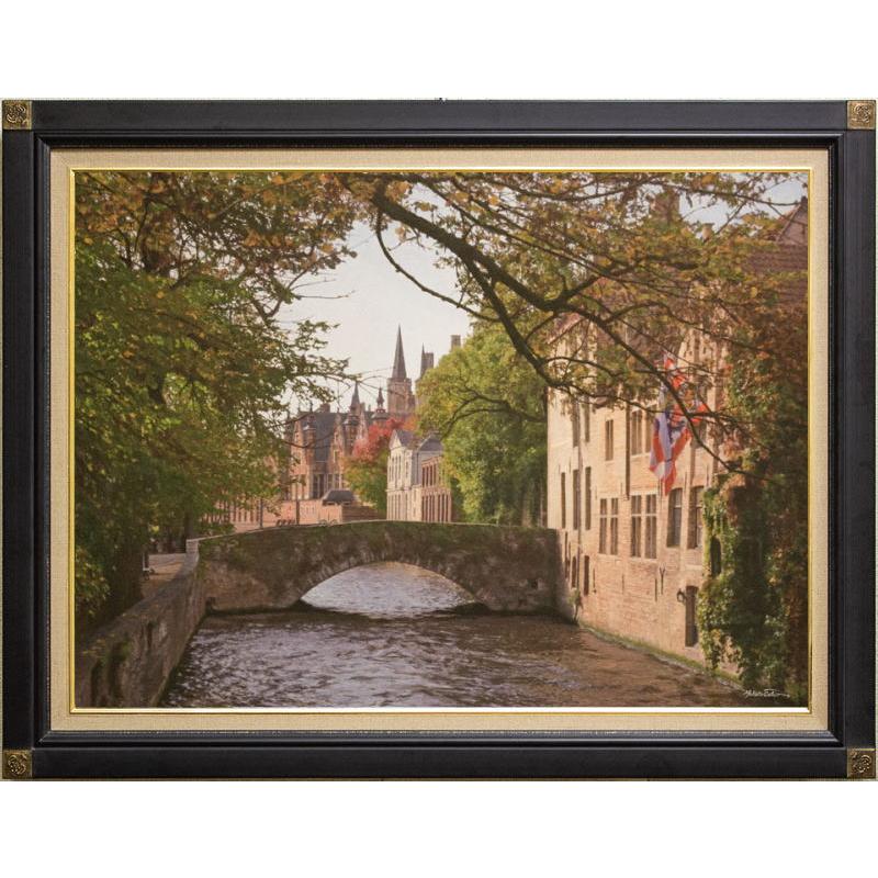 大城真人「 ブルージュの石橋 」 油絵 油彩画 P20 ( 20号 ) 絵画