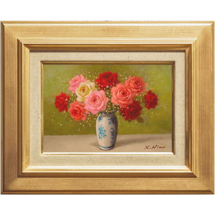 日野 皖 『薔薇』 油絵・油彩画 SM(サムホール) 絵画 花の絵 日野 皖 『薔薇』 油絵・油彩画 SM(サムホール) 絵画 花の絵