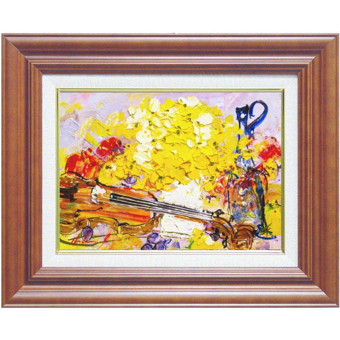 池田秀郎 『楽器と花』 油絵・油彩画 F4(4号) 絵画 静物 池田秀郎 『楽器と花』 油絵・油彩画 F4(4号) 絵画 静物