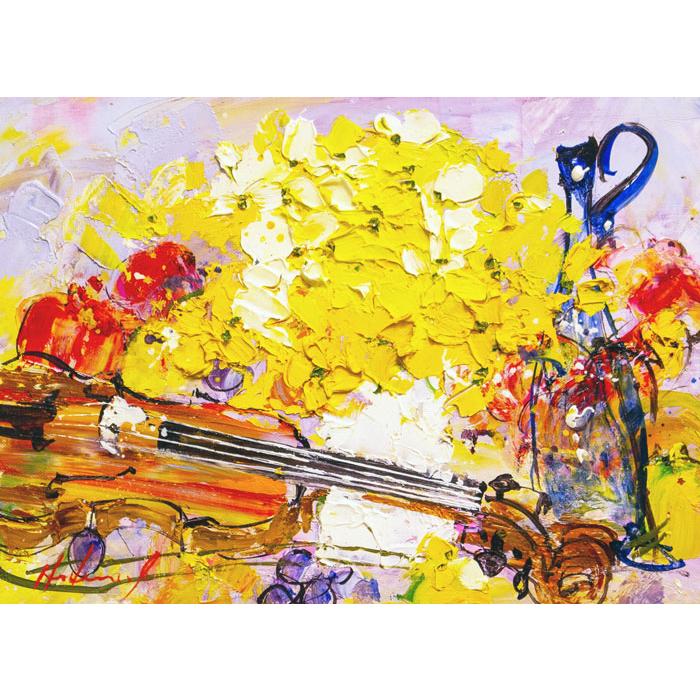 池田秀郎 『楽器と花』 油絵・油彩画 F4(4号) 絵画 静物 池田秀郎 『楽器と花』 油絵・油彩画 F4(4号) 絵画 静物