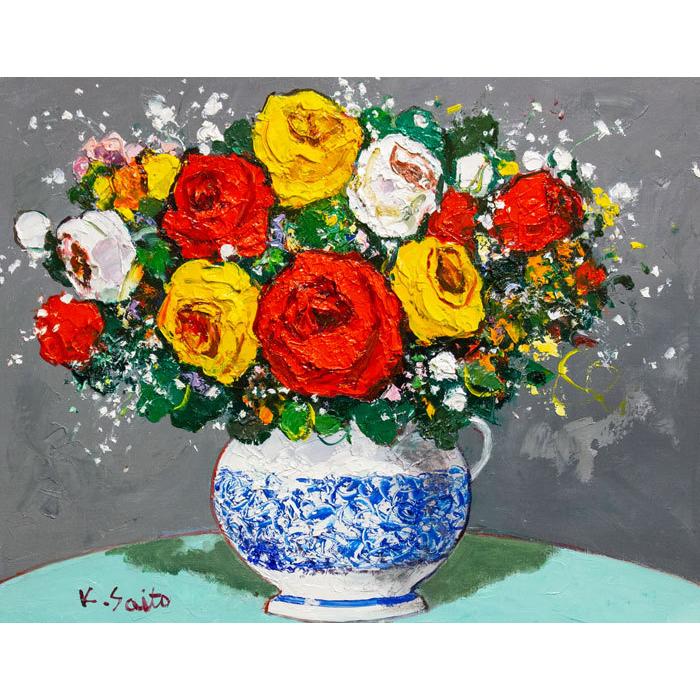 斉藤要 油彩画 花 楽天市場】油彩画 斉藤要 「パリのフラワーショップ」 F6号 額