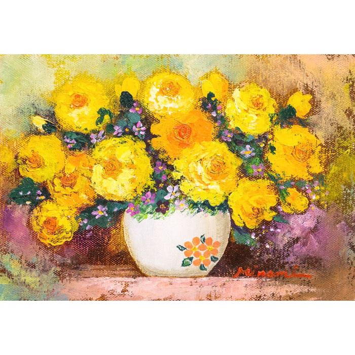 南 桂一 『黄薔薇』 油絵・油彩画 SM(サムホール) 絵画 洋画 南 桂一 『黄薔薇』 油絵・油彩画 SM(サムホール) 絵画 洋画