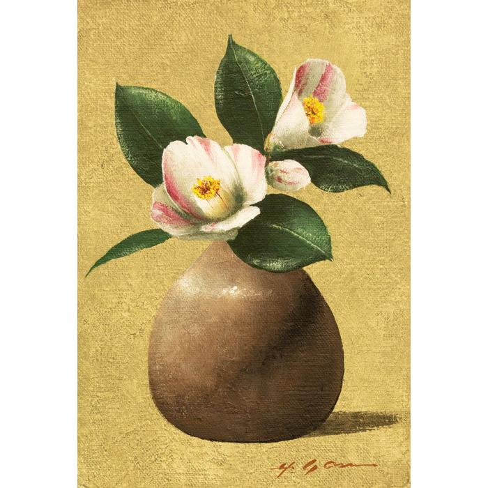 話題の行列 真作」安田英明「ぶどうと椿」静物画 油彩画 額装 話題の行列 真作」安田英明「ぶどうと椿」静物画 油彩画 額装