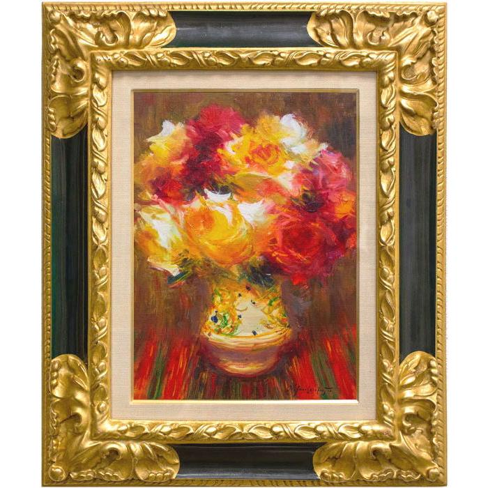 山本彪一 『薔薇』 油絵・油彩画 F4(4号) 絵画 洋画 肉筆 手描き 山本彪一 『薔薇』 油絵・油彩画 F4(4号) 絵画 洋画 肉筆 手描き