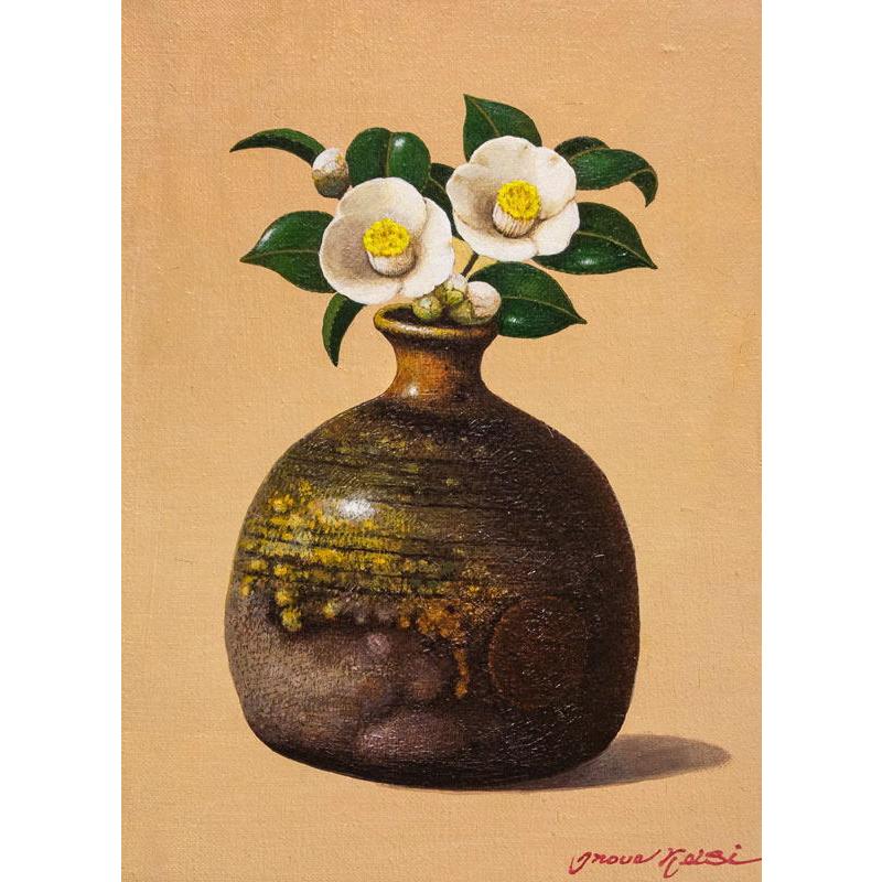 井上圭史 「 備前焼に椿 」 油絵 油彩画 F4 ( 4号 ) 絵画 洋画 井上圭史 「 備前焼に椿 」 油絵 油彩画 F4 ( 4号 ) 絵画 洋画