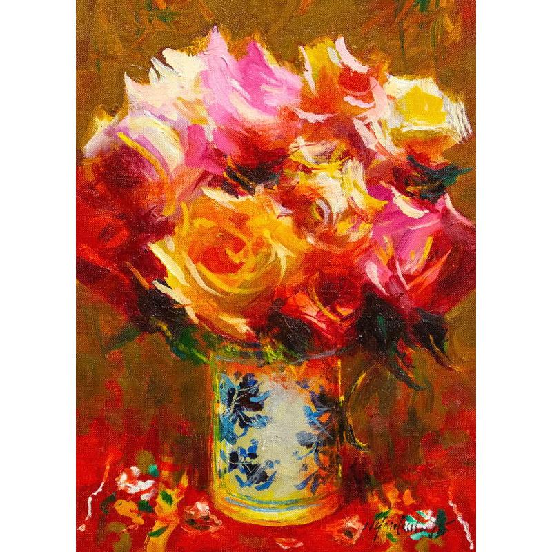 山本彪一 「 薔薇 」 油絵 ・ 油彩画 F4 ( 4号 ) 絵画 洋画 肉筆 山本彪一 「 薔薇 」 油絵 ・ 油彩画 F4 ( 4号 ) 絵画 洋画 肉筆