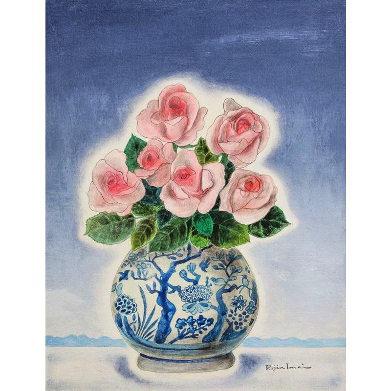 今井ロジン 「 バラ(アメリカにて) 」 油絵 ・ 油彩画 F6 ( 6号 今井ロジン 「 バラ(アメリカにて) 」 油絵 ・ 油彩画 F6 ( 6号