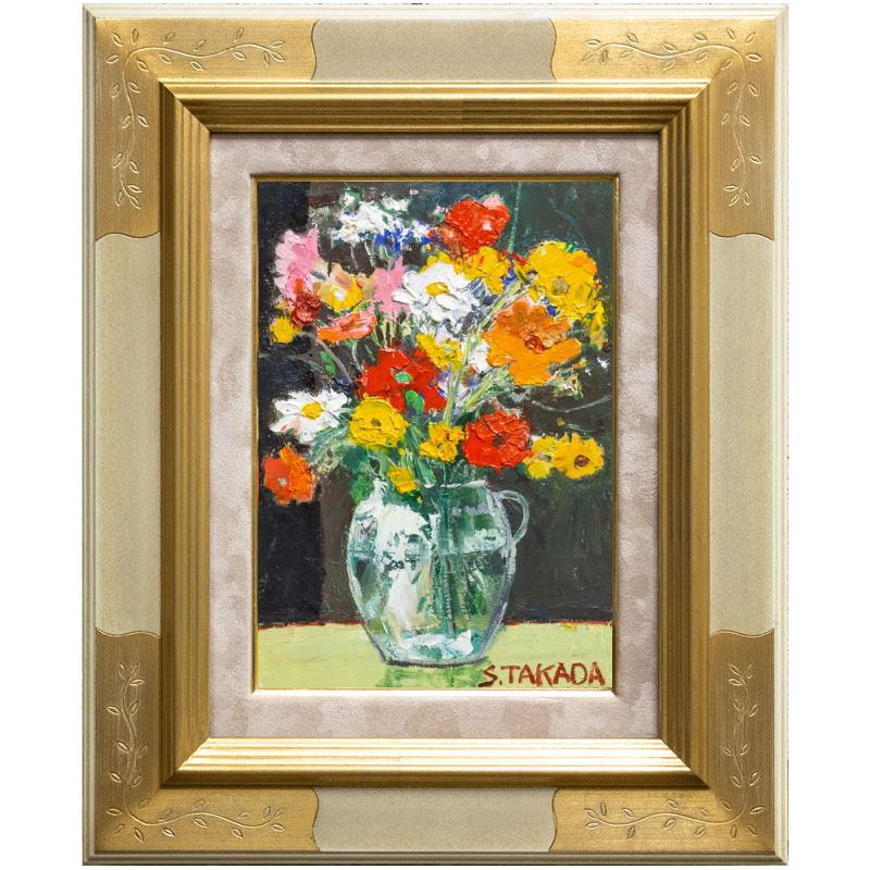 油彩画 花瓶の花々 作者不明 肉筆 豪華フレーム 縦55cm横45cm 手書き油絵 花瓶の花 額付 肉筆絵画 インテリア 油彩画 - メルカリ