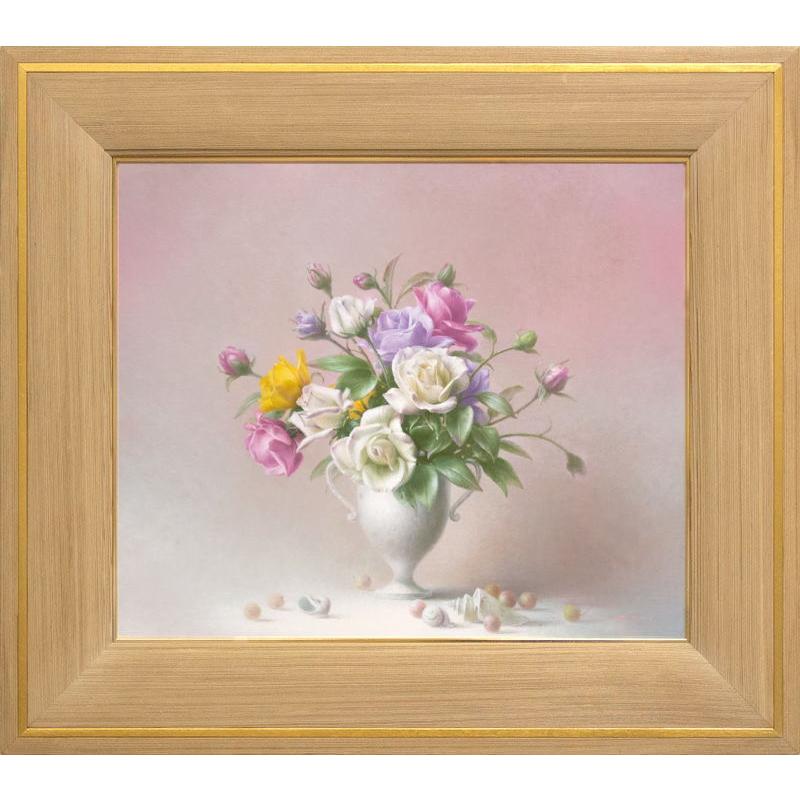 土井邦晃「 薔薇 」 油絵 油彩画 F8 ( 8号 ) 絵画 洋画 肉筆 手描き 花