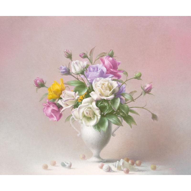 土井邦晃「 薔薇 」 油絵 油彩画 F8 ( 8号 ) 絵画 洋画 肉筆 手描き 花