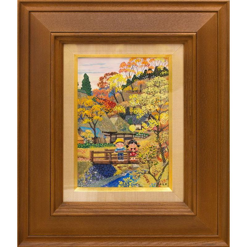 絵画 油絵 「初秋の里」H.K  送料込 絵画 油絵 「初秋の里」H.K 送料込