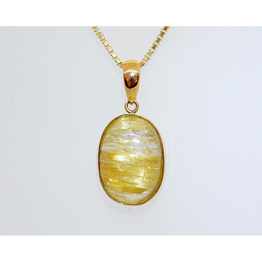 18金枠ルチル入りクォーツキャッツアイ・ペンダント CQ43 : ギャラリー  