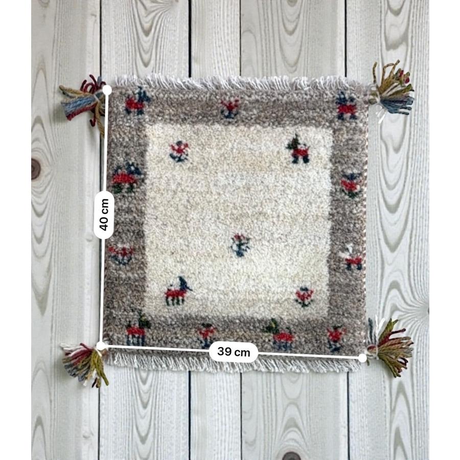 ギャッベ 座布団 約40cmx40cm ペルシャ ギャッベ ギャべ 本物 手織 イランの画像