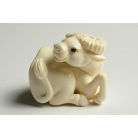マンモス石化刻みつける 干支 丑 占い、開運-楽器、手芸、コレクション