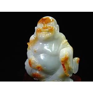 ミャンマー翡翠 アイス白ヒスイ 布袋様