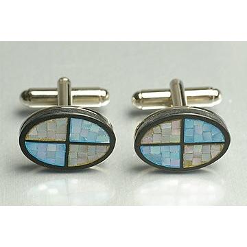 天然石カフス　ロジューム加工済み 