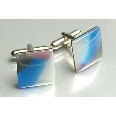 天然石カフス　ロジューム加工済み