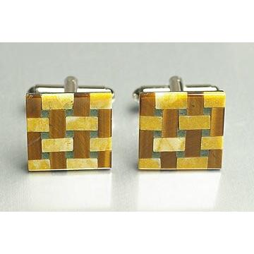 天然石カフス　ロジューム加工済み 