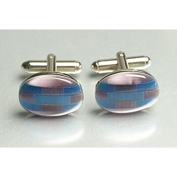 天然石カフス　ロジューム加工済み 