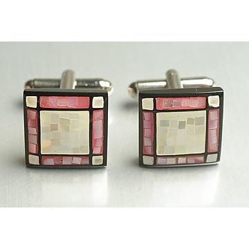 天然石カフス　ロジューム加工済み 