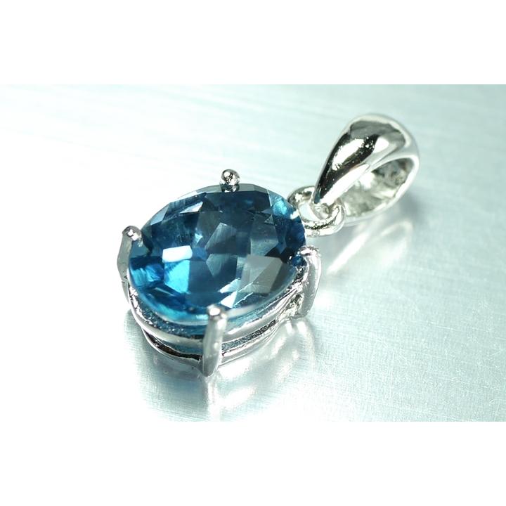 宝石質ペンダントトップ ロンドンブルートパーズ シルバー925 トップ