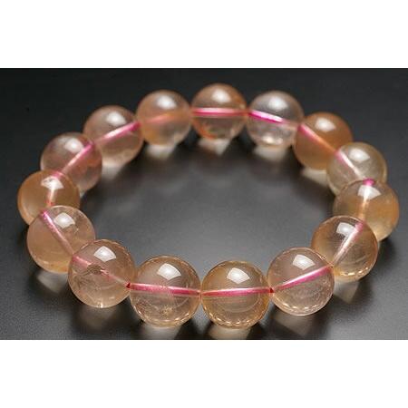 15mm4A天然ピンククォーツブレスレット(マダガスカル産)