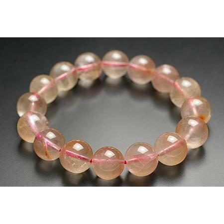 12mm4A天然ピンククォーツブレスレット(マダガスカル産)