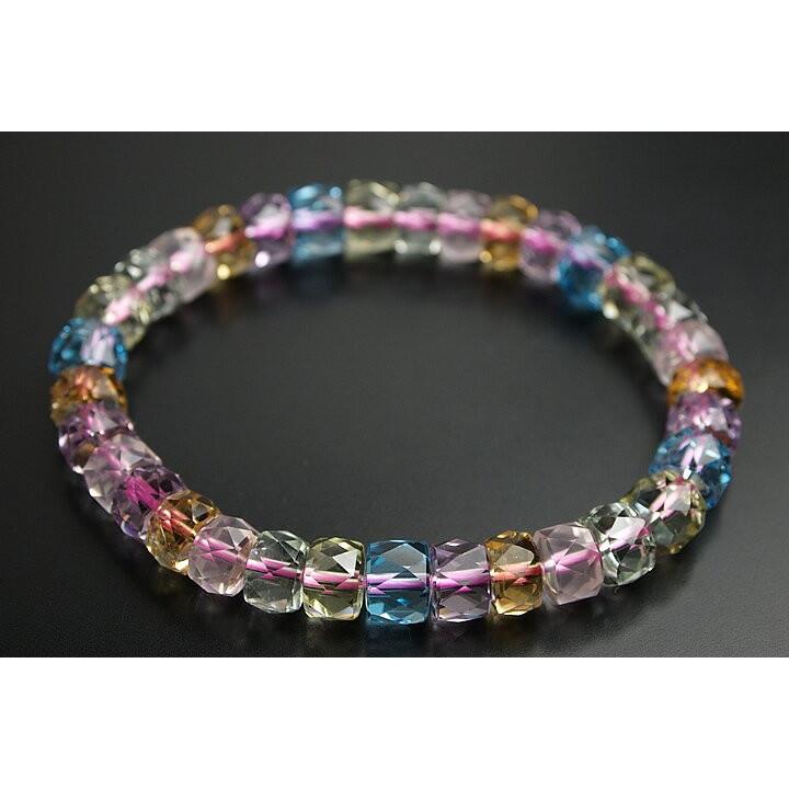 トルマリン ミックスカラー ボタンカット ブレスレット No.14 最高級