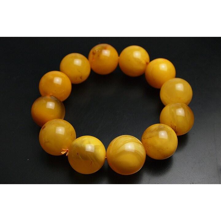17mmハニーアンバー(蜜蝋琥珀)ブレスレット　プレミアムグレード