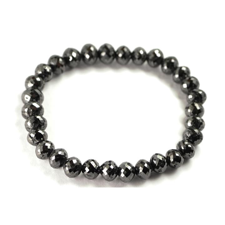 【未使用級】ブラックダイヤモンドミラーボールカットブレスレット27ct 100.15ct 7〜8mmブラックダイヤモンドラウンドカット(ミラーボール