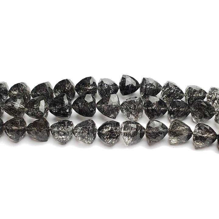 黒トルマリン入り水晶　ピラミッドカット　連売り20センチ(インド加工)